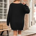 thumbnail image 4 of Ediodpoh Ribbed Knit Sweater Dress Long Sleeve Turtleneck Pullover Casual Loose Fit Tunic Elegant Warm Winter Oversized Dress Sweater Dress Black M, 4 of 6