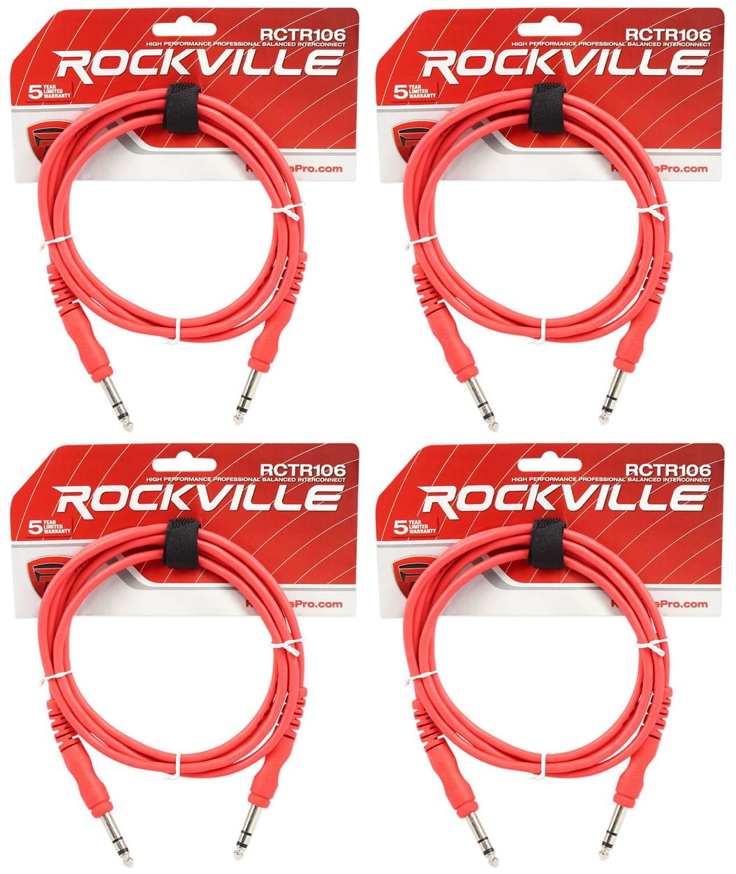 12 Rockville RCTR106R Red 6/' 1//4/'/' TRS to 1//4/'/' TRS Cable 100/% Copper