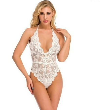 

Lace Bodysuit Lingerie Sexy Naughty Pajamas V-neck