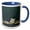 Blue/White, variant on 3drose, Image of Beautiful Dark on Aqua Green Damask Design, Off White Flowers, 15oz Mug