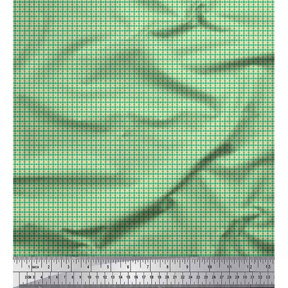 Soimoi Green Cotton Duck Fabric Diamond Geometric Print Fabric by the Yard 42 Inch Wide