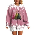 thumbnail image 6 of Towmus Womens Crewneck Long Sleeve Merry Christmas Graphic Sweatshirts Christmas Tree Bright Graphic Pullover Tops, 6 of 7