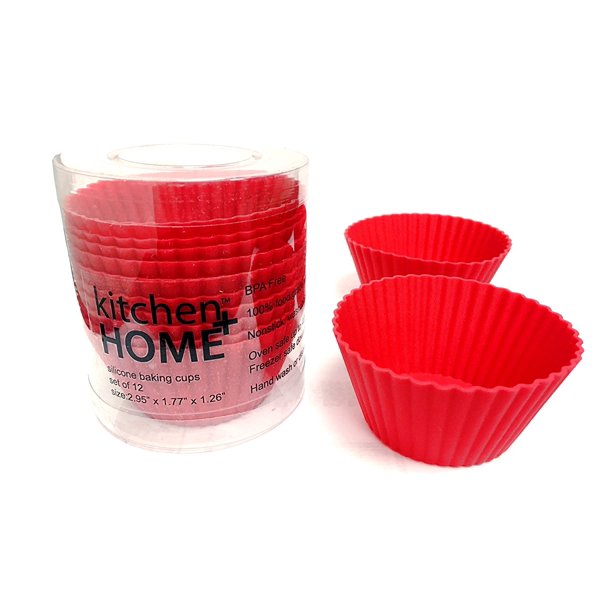 Silicone Cupcake Liners 12 Reusable NonStick Muffin Tray Liner