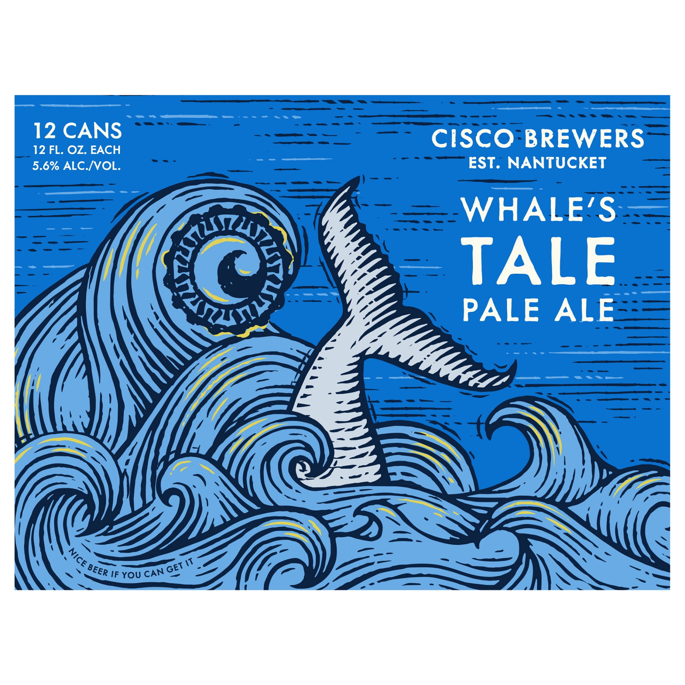 Cisco Brewers Whale's Tale Pale Ale Craft Beer, 12 Pack, 12 fl. oz. Aluminum Cans, 5.6% ABV