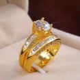 thumbnail image 6 of 8*8mm Round Cut CZ 925 Silver Band Women's White Gold/Yellow Gold Ring Size 6-10, 6 of 7