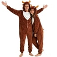 thumbnail image 4 of CVBCOS Adult Reindeer Unisex Christmas Costume Onesie Pajamas-Plush One Piece Cosplay Suit for Women and Men, 4 of 7