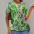 thumbnail image 6 of Leopard Print Pattern Women's Short Sleeve T-Shirt Crew Neck Casual Summer Trendy Loose Fit Tops, 6 of 6