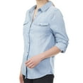thumbnail image 3 of MixMatchy Women's Casual Daily Long/Roll Up Sleeve Button Down Denim Chambray Shirt (S-3XL), 3 of 6