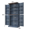 thumbnail image 3 of 71" Tall Farmhouse Kitchen Pantry with 12 Side Shelves & Adjustable Shelves, 5 Layers Pantry Storage Cabinet w/Load-Bearing Steel Pipe & 4 Barn Doors for Kitchen, Dining Room, Living Room, Blue, 3 of 7