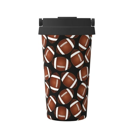 

Junzan Brown Football On Black for Stainless Steel Vacuum Insulated Tumbler - Reusable Insulated Cold Brew Iced Coffee Cup Thermos -Gifts for Women Men Him Her