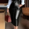 thumbnail image 3 of MORTTIC Women's Faux Leather Panel Shirt V-Collar Long Sleeve Belted Hem Slit Maxi Dress with Pockets Black，XL, 3 of 5