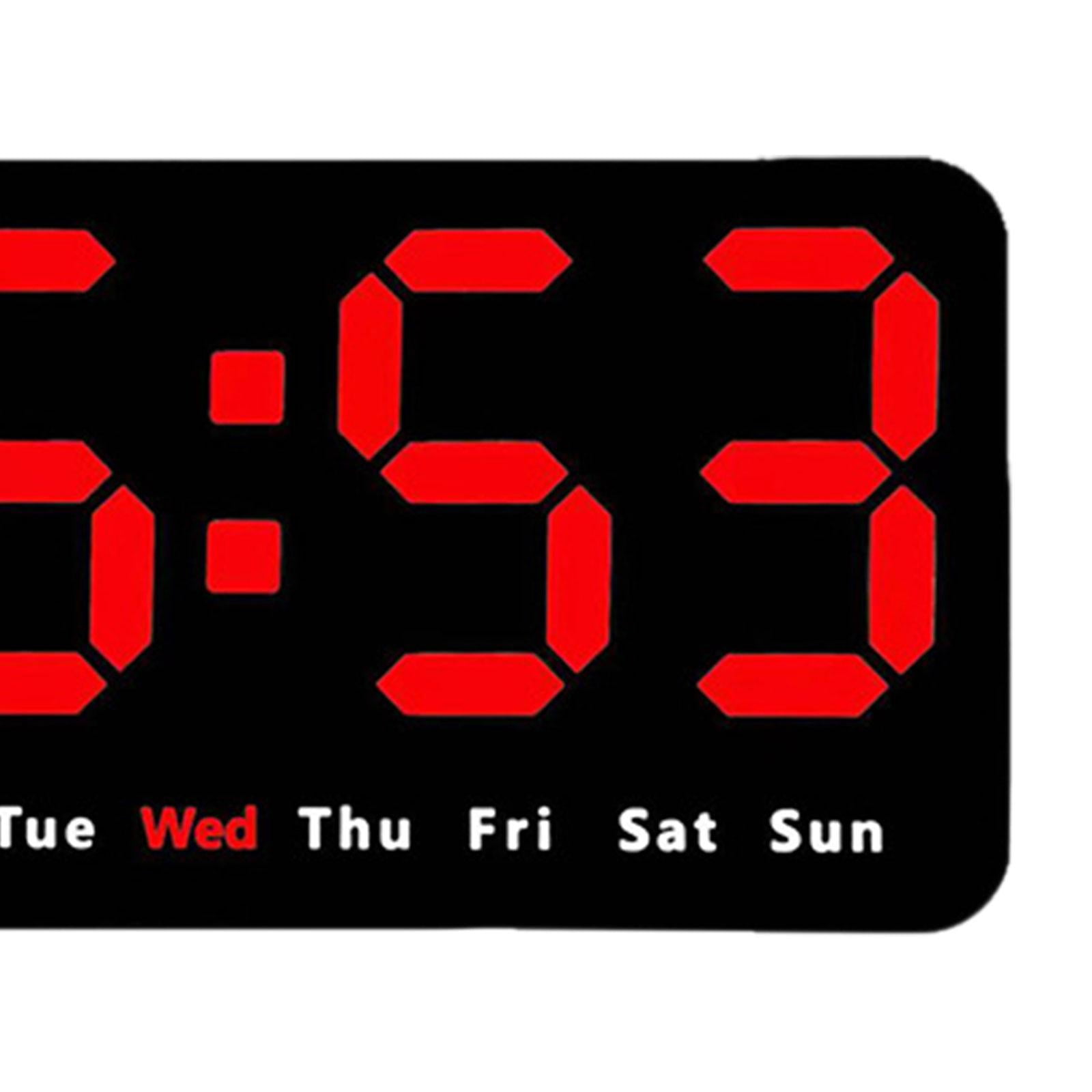 WLPZXP Digital Clock Desk Calendar Temperature Large Display LED Alarm Clock Wall Clock Red