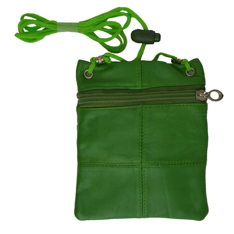 Small Leather Purse Organizer Shoulder Bag 3 Zipper Pocket Travel