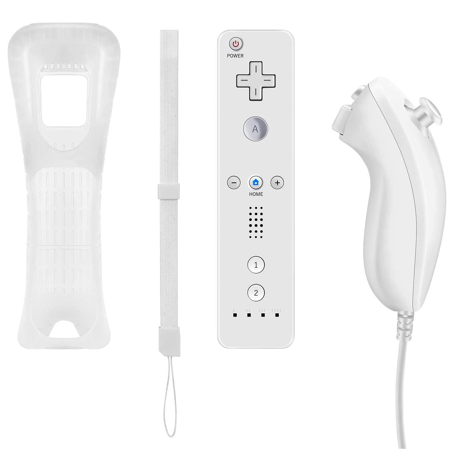 kiespijn band Abstractie Bonacell Wii Remotes Controller Replacement Remote Game Controller with  Silicone Case and Wrist Strap for Nintendo Wii and Wii U (White) -  Walmart.com