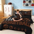 thumbnail image 3 of meiyoeat Eat Sleep Basketball King Bedding Setsfor Boys Teens,Sport Basketball Bedding Comforter Set, Black Reversible 7 Pieces, 3 of 6