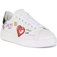 thumbnail image 1 of Guess Rockies Women's Lace Up Leather Logo Print Trainers In White Size 8.5, 1 of 6