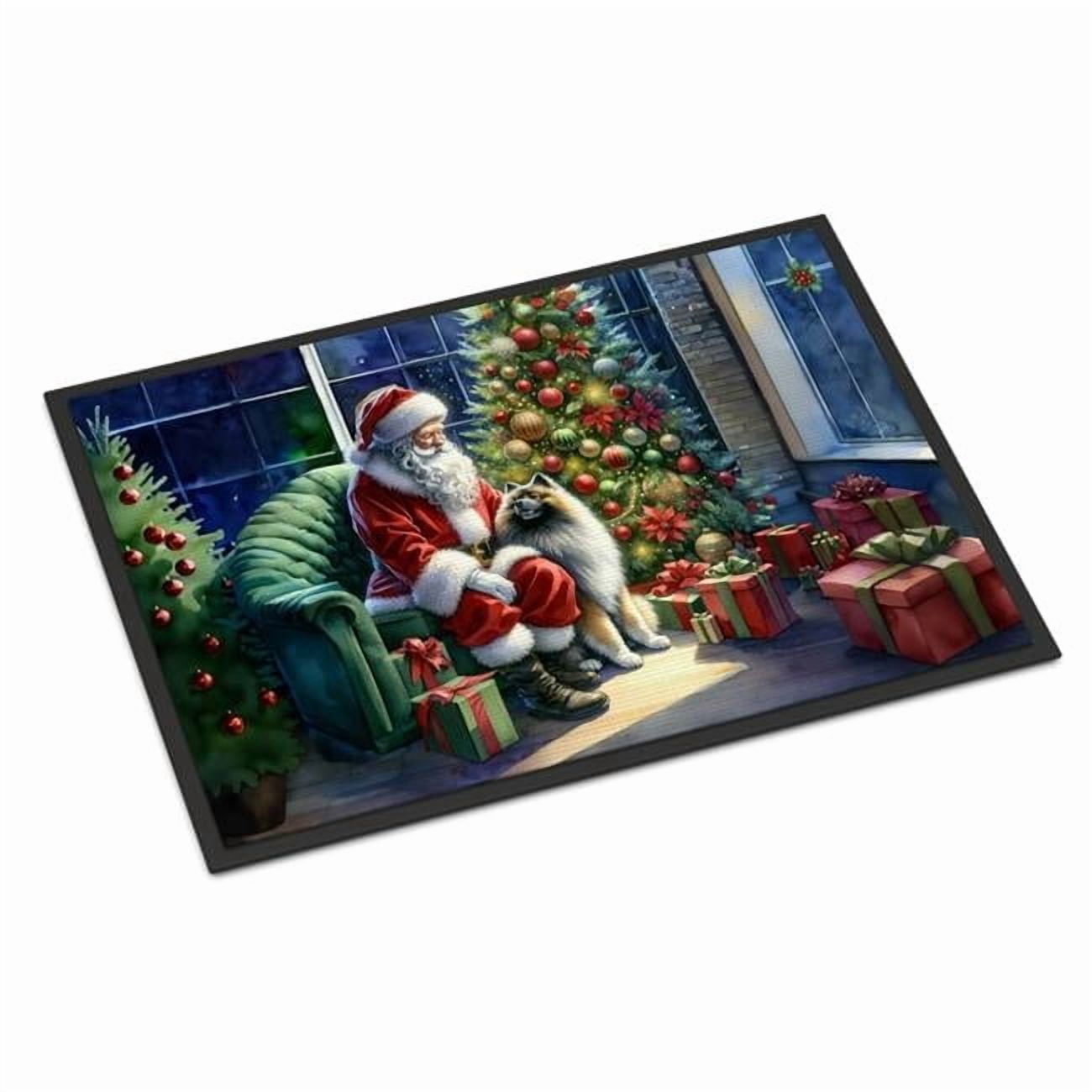Caroline's Treasures DAC4075MAT Bluetick Hound and Santa Claus Doormat Front Door Mat Indoor Outdoor Rugs for Entryway, Non Slip Washable Low Pile, 18H X 27W