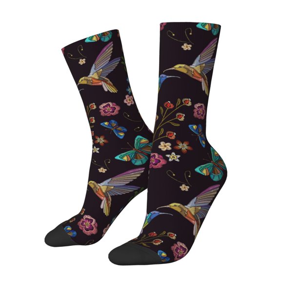 Rateoe Humming Bird for Women Casual Calf Socks - Cute Crew Socks - Thin Soft Above Ankle Socks Size 5-11