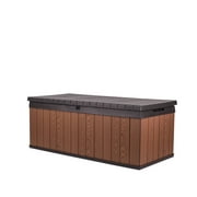Keter Darwin Brown 100 Gallon Resin Large Deck Box for Organization and Storage for Outdoor Furniture