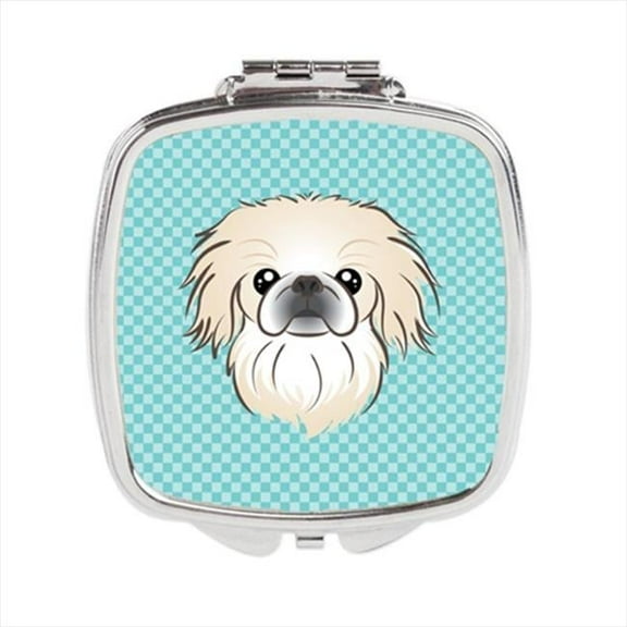Carolines Treasures  Checkerboard Blue Pekingese Compact Mirror - 2.75 x 3 x .3 In.