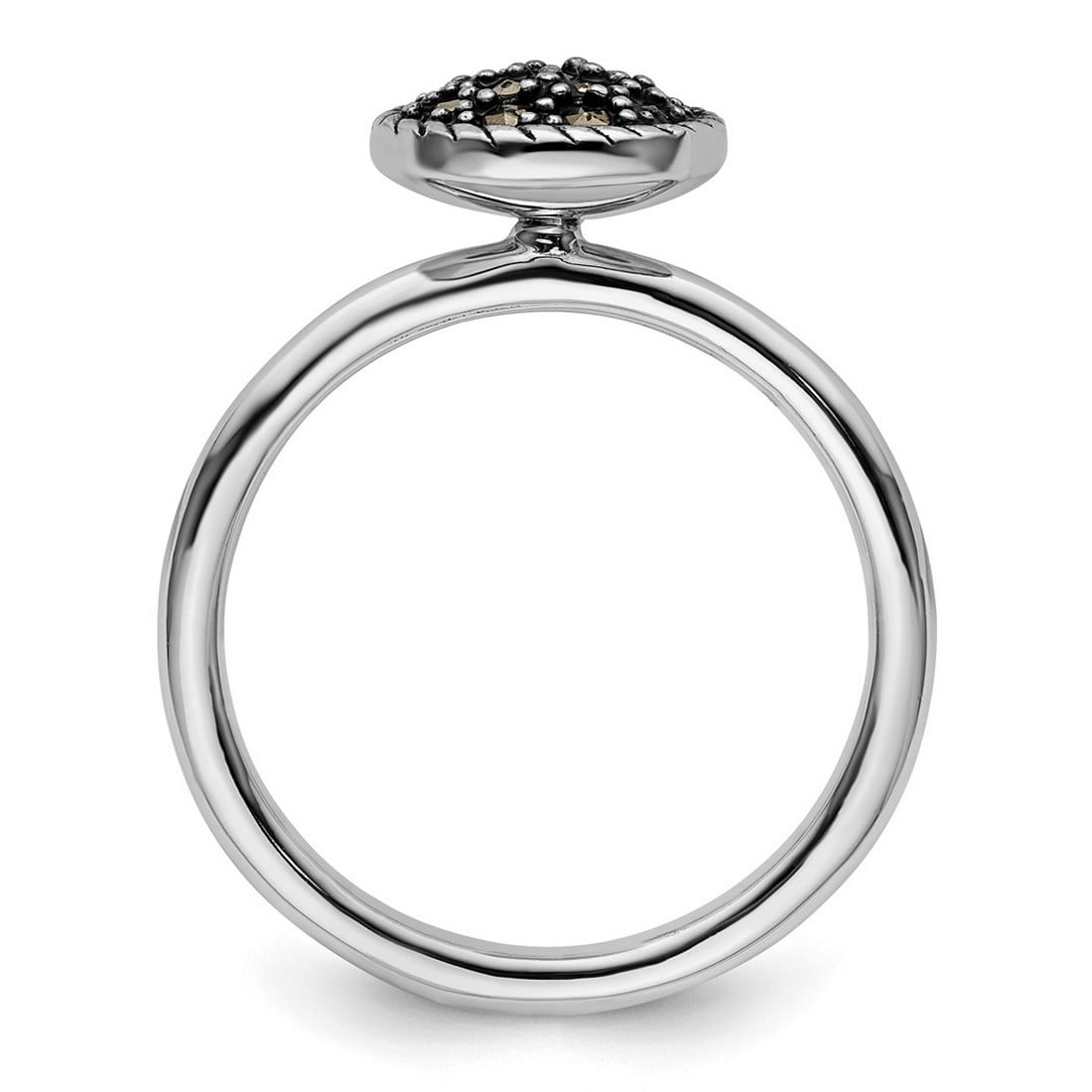 2.25mm 925 Sterling Silver Polished Stackable Marcasite Ring Size 6 Stackable Ring for Women