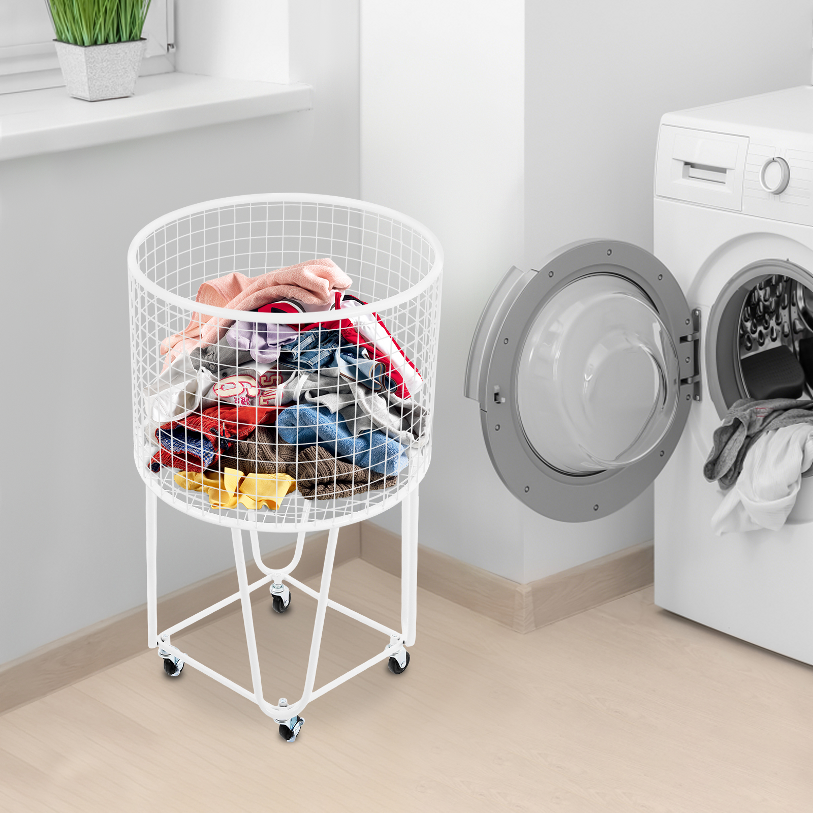 High Flexibility Laundry Basket Storage Cart Laundry Hamper with Wheels Simple Installation Rolling Laundry Hamper for Storing Dirty Clothes