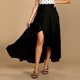 thumbnail image 1 of Faldas acampanadas de color liso para mujer, ropa de calle elástica informal elegante con dobladillo dividido FLhrweasw Nuevo, 1 of 9