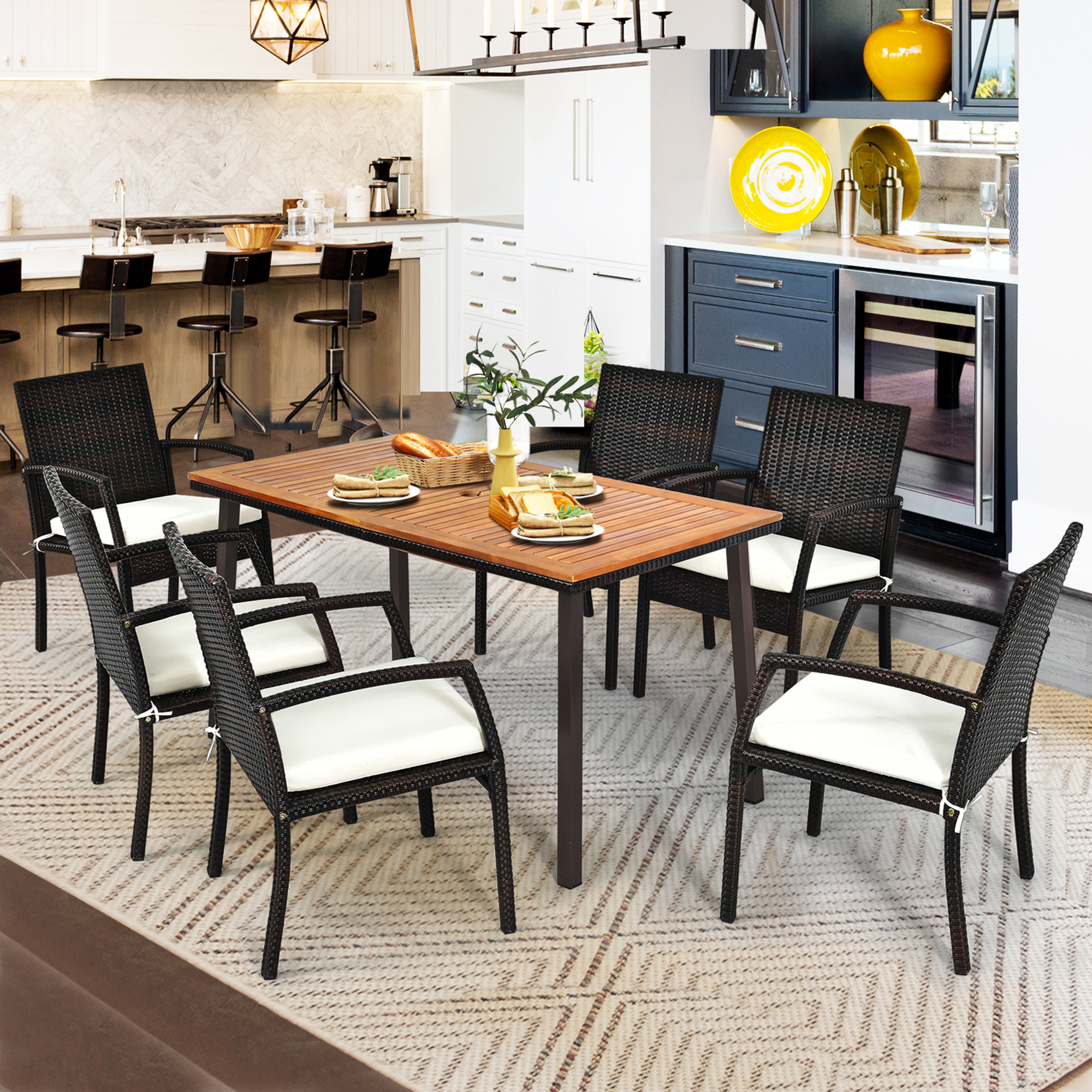 57 Inch Rectangular Table 57 Inch Rectangular Dining Table 57-Inch Acacia Wood Outdoor Dining ...
