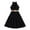Black, variant on Bmisegm Children Dress Solid Color Hanging Neck Waist Dress with Adjustable Straps for Fashion Outwear Long Dress for Girls 5-12 Years Black,9-10 Years