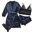 thumbnail image 2 of Hot6sl Économies d'Été Liquidation Robes, Lingerie Femme Mignonne Imprimé Cœur Satin Ceinturé Robe Camisole Shorts Pyjamas, Pyjamas Femme/marine, 3TG, 2 of 4