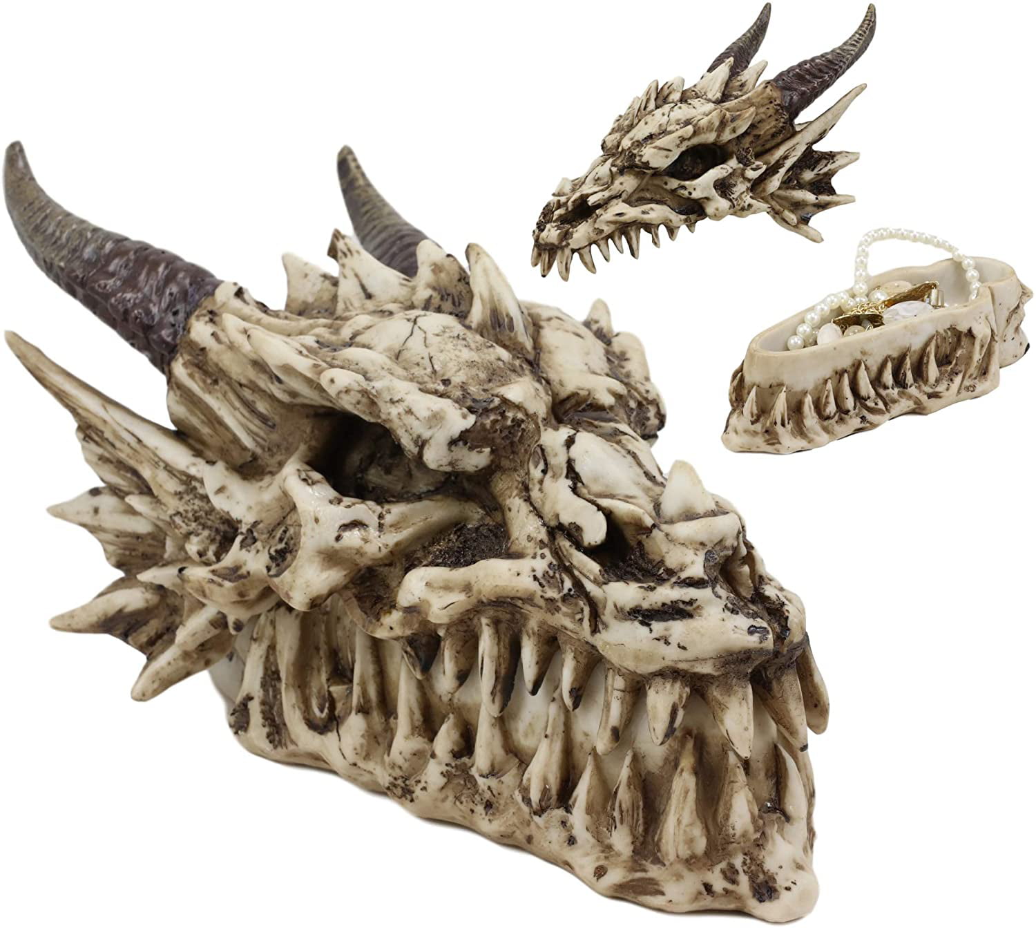 Ebros Gift Skeleton Ossuary Bone Dragon Head Staple Remover 3.25 L Desktop Office Accessory Stationery Essentials Novelty Collectible Figurine 