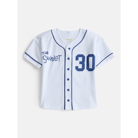 Sandlot Boys Short Sleeve Button Up Graphic Baseball Jersey, Sizes 4-18