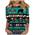 thumbnail image 2 of BVOFAR Plus Size 3/4 Sleeve Tops for Women Summer Western Aztec Print Shirts Dressy Casual Loose Fit Blouses, 2 of 5
