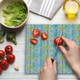 thumbnail image 3 of Pastel Cutting Board, Abstract Spring Season Themed Graphic Daisies on Vertical Stripes Soft Modern, Decorative Tempered Glass Cutting and Serving Board, Large Size, Multicolor, by Ambesonne, 3 of 5