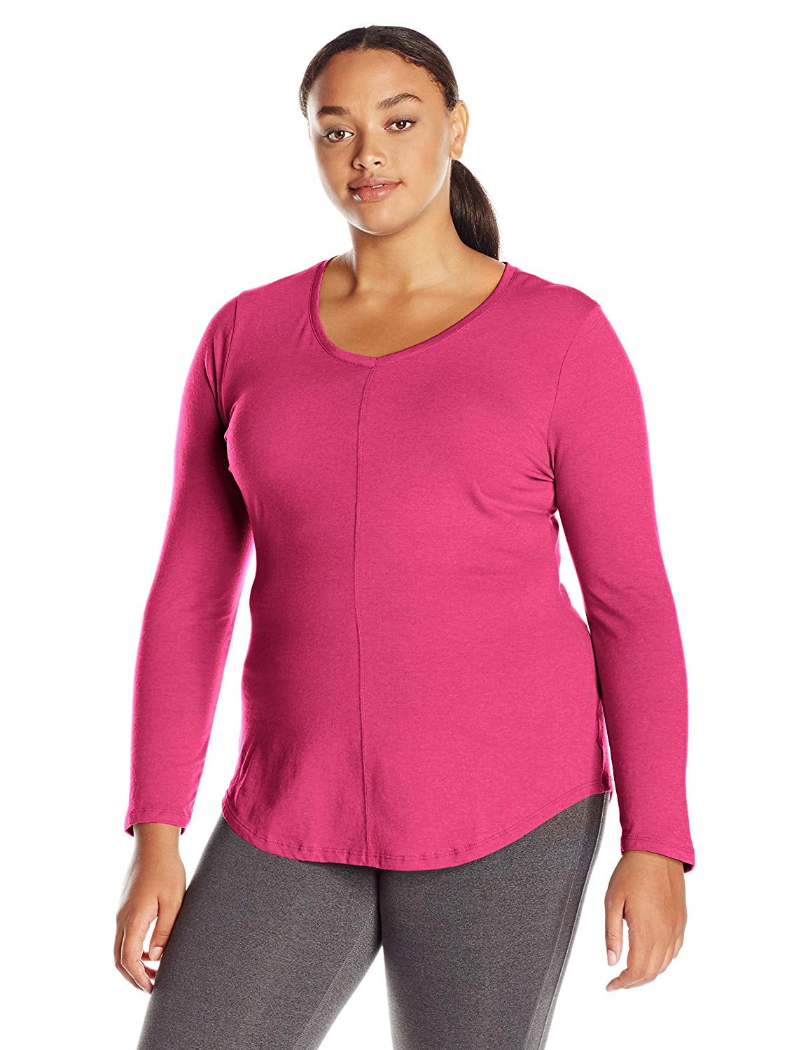 Women's Plus-Size Long Sleeve V-neck Fashion T-shirt - Walmart.com