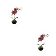 thumbnail image 1 of Bewildely Bonsái de orquídea artificial con maceta de cerámica Phalaenopsis en maceta Color brillante flores falsas planta hogar jardín Verde púrpura 2piezas, 1 of 6