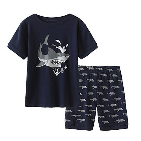

MyFav Big Boys Pajamas 2 Piece Short PJS Cute Cartoon Sleepwear Navy