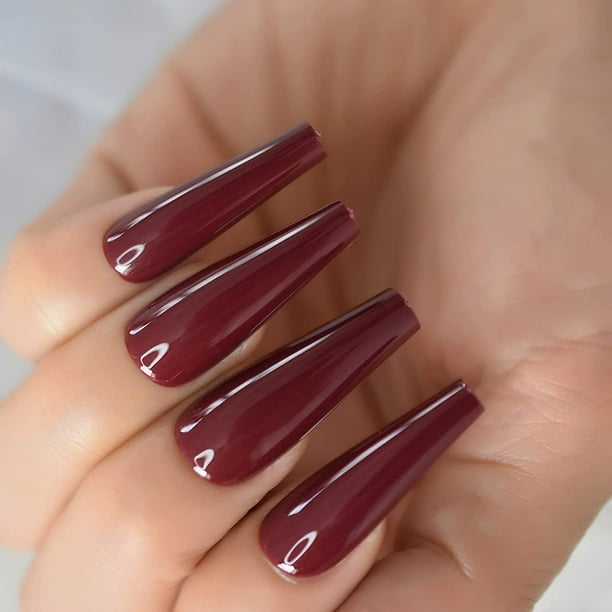 Salon Ultra Long Coffin Ballerina Display C Curved False Fake Nails Burgundy Dark Red No Glue Solid Color Artificial Painted Press On Nail Art Walmart Com Salon Ultra Long Coffin Ballerina Display C Curved False Fake Nails Burgundy Dark Red No Glue Solid Color Artificial Painted Press On Nail Art Walmart Com
