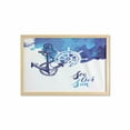 thumbnail image 1 of Nautical Wall Art with Frame, Vivid Ocean Back with Paint Effects with Wind Rose and Rudder Cruise Image, Printed Fabric Poster for Bathroom Living Room, 35" x 23", Blue and White, by Ambesonne, 1 of 2