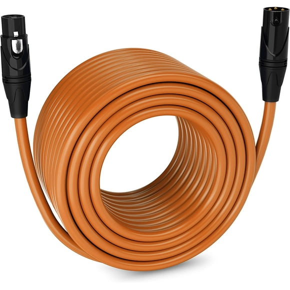 LyxPro 250 feet Microphone XLR Cable, Male to Female, 3 Pin Mic Cable, Orange