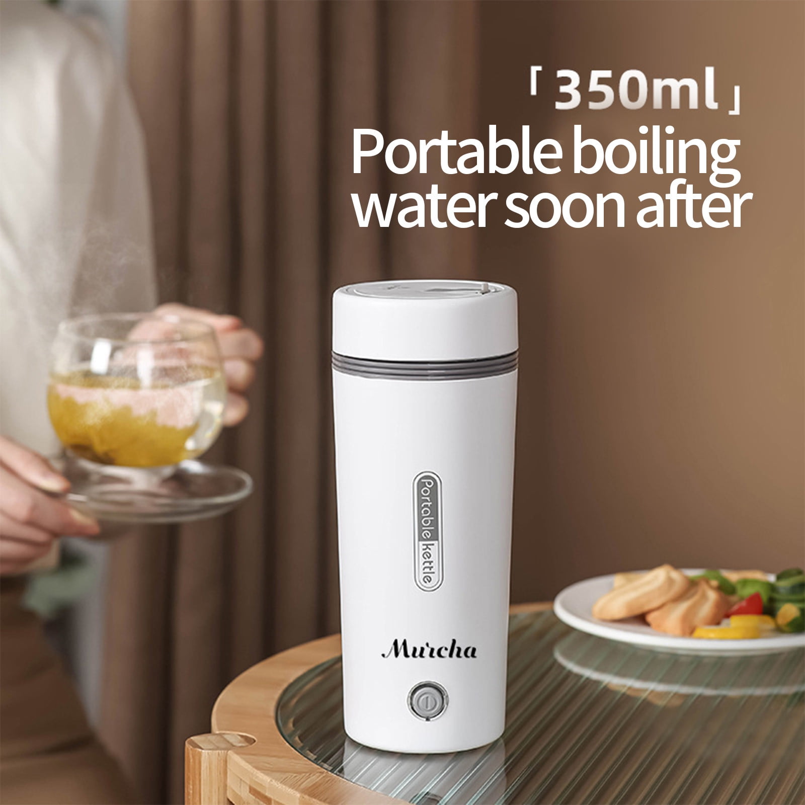 3-in-1 Portable Travel Kettle for Car, 350ml Mini Electric Water Boiler with Food-Grade Stainless Steel, Fast Boil, Auto Shut-Off, Tea Coffee