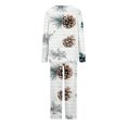 thumbnail image 4 of RKSTN Ensembles de Pyjama pour Femmes, Imprimé de Noël, Col en V, Haut Long Décontracté, Pantalon, Ensemble de Pyjama, Pyjamas Doux et Confortables, 4 of 5