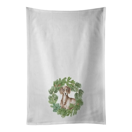 

Dachshund Red Christmas Wreath White Kitchen Towel Set of 2 19 in x 28 in