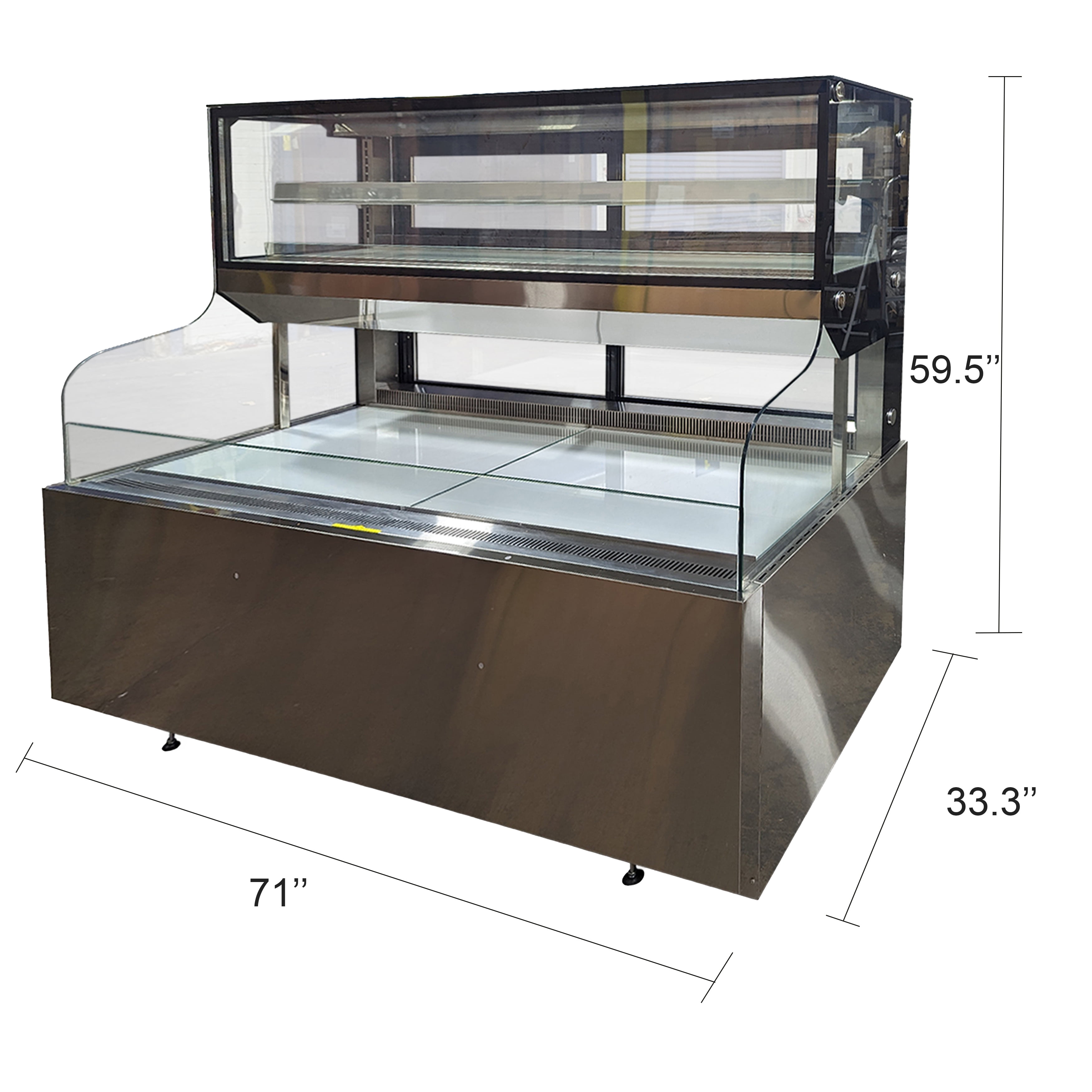 71 in. Commercial Refrigerator, Open Air Sandwich Refrigerated Merchandiser NSF ETL Grab and Go Display 23 Cu.Ft.