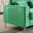 thumbnail image 5 of 87" Velvet Couch,Modern Sectional Sofa with Pillows for Living Room,Bedroom,Apartment Furniture with Gold Metal Legs and 3 Seats,Green, 5 of 7