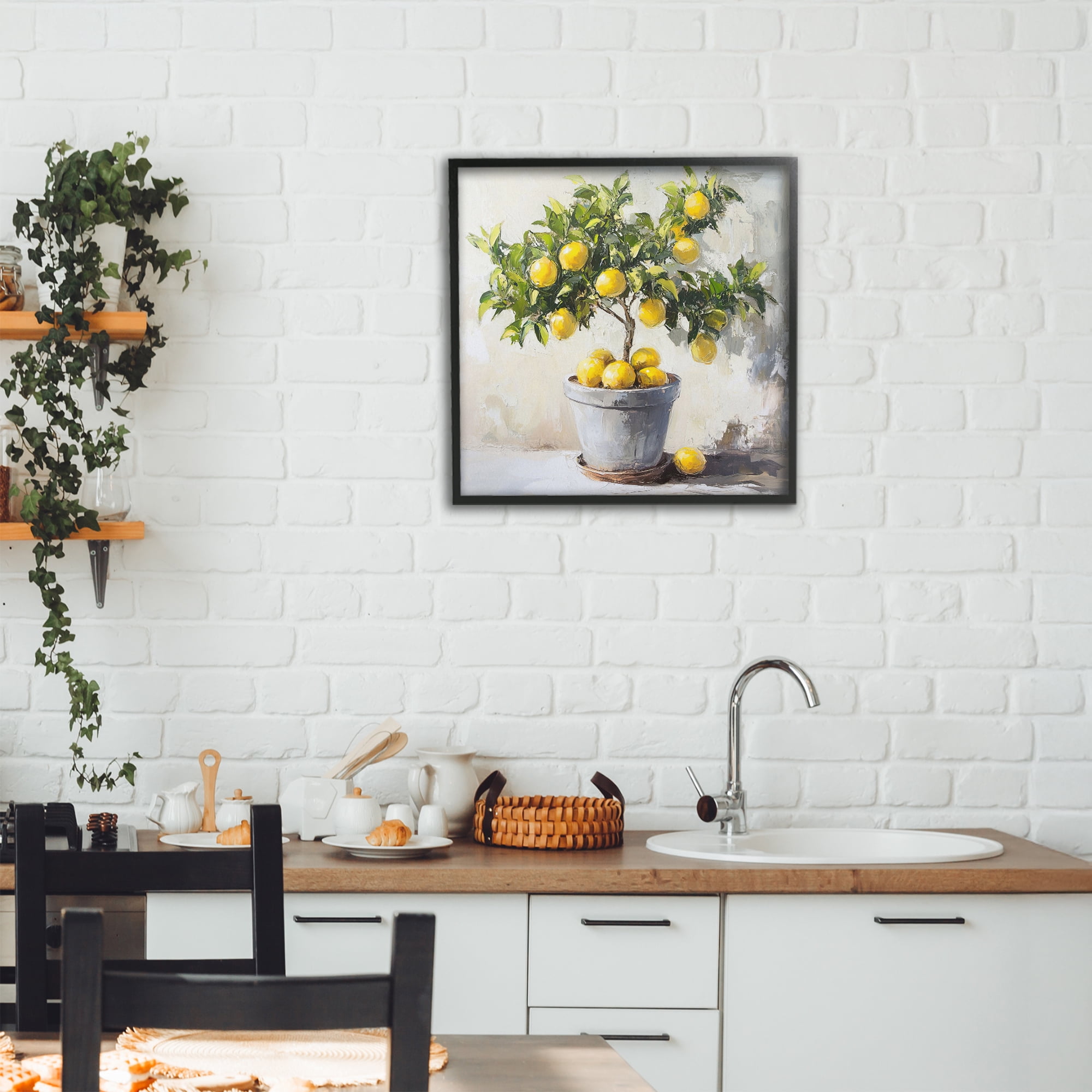 Stupell Industries Falling Lemon Tree Black Framed Giclee Art, design by Tina LeCour