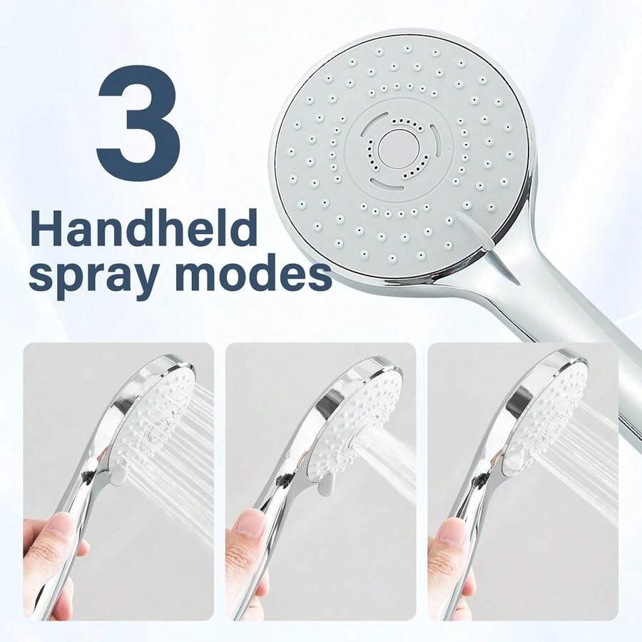 Shower Head Combo,8/10/12" Rain Square Shower Head  With 9 Inch Adjustable Extension Arm And 3 Settings Handheld Spray,150cm Long Hose