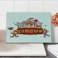 thumbnail image 2 of Circus Cutting Board, Happy Fun Trained Circus Animals with Nostalgic Tent Carnival Party Show Art, Decorative Tempered Glass Cutting and Serving Board, Small Size, Red White, by Ambesonne, 2 of 5