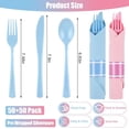 thumbnail image 2 of 100Pack Pre Rolled Gender Reveal Cutlery Set with Napkins, Pink & Blue Disposable Plastic Silverware for Baby Shower, Birthday Party, Boy or Girl Reveal Party, Pre Wrapped Utensils Tableware, 2 of 6
