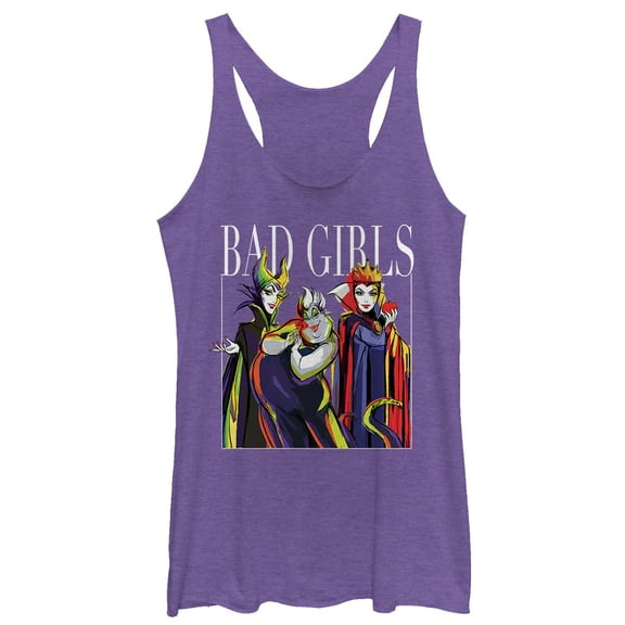 Women's Disney Princesses Artistic Bad Girl Racerback Tank Top Purple Heather X Small